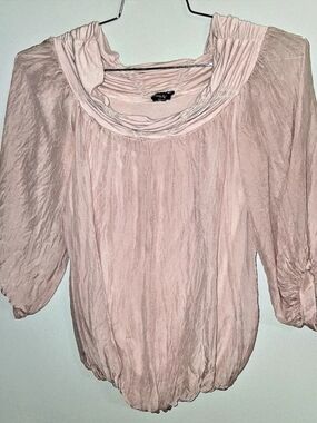 Phase Eight Ruched Neck Blouse in Pink Silk Size Small